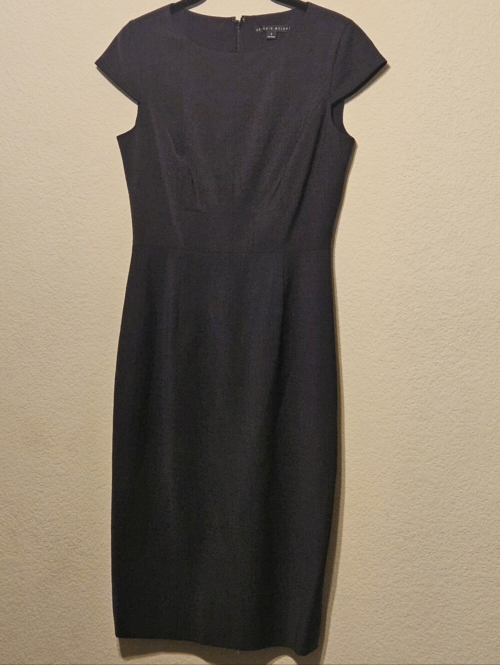 Antonio Melani Black Cap-Sleeve Midi Sheath Dress